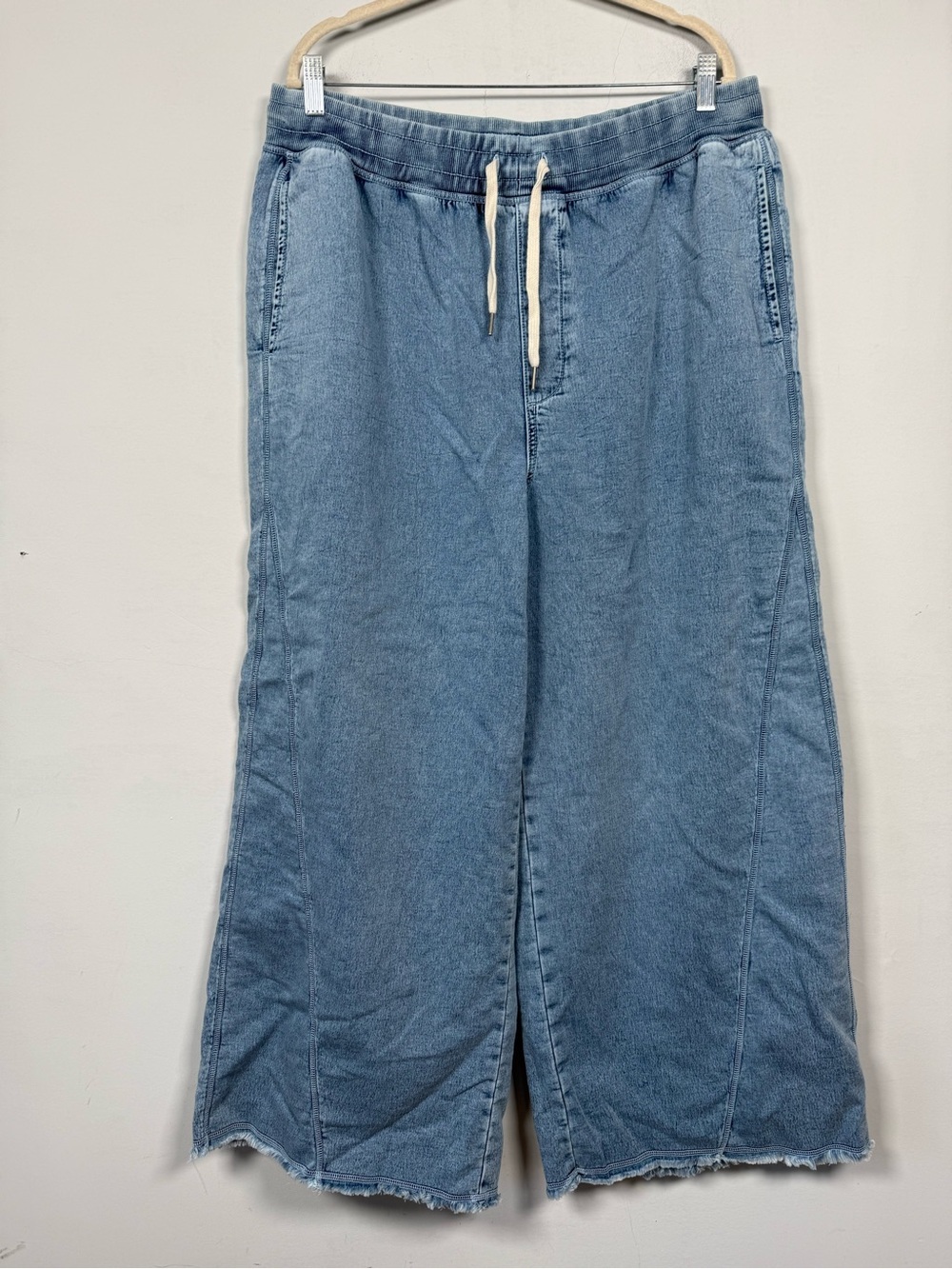 Aerie Soft Landing Wide Leg Trouser Pants Light Wash Denim Sz XL